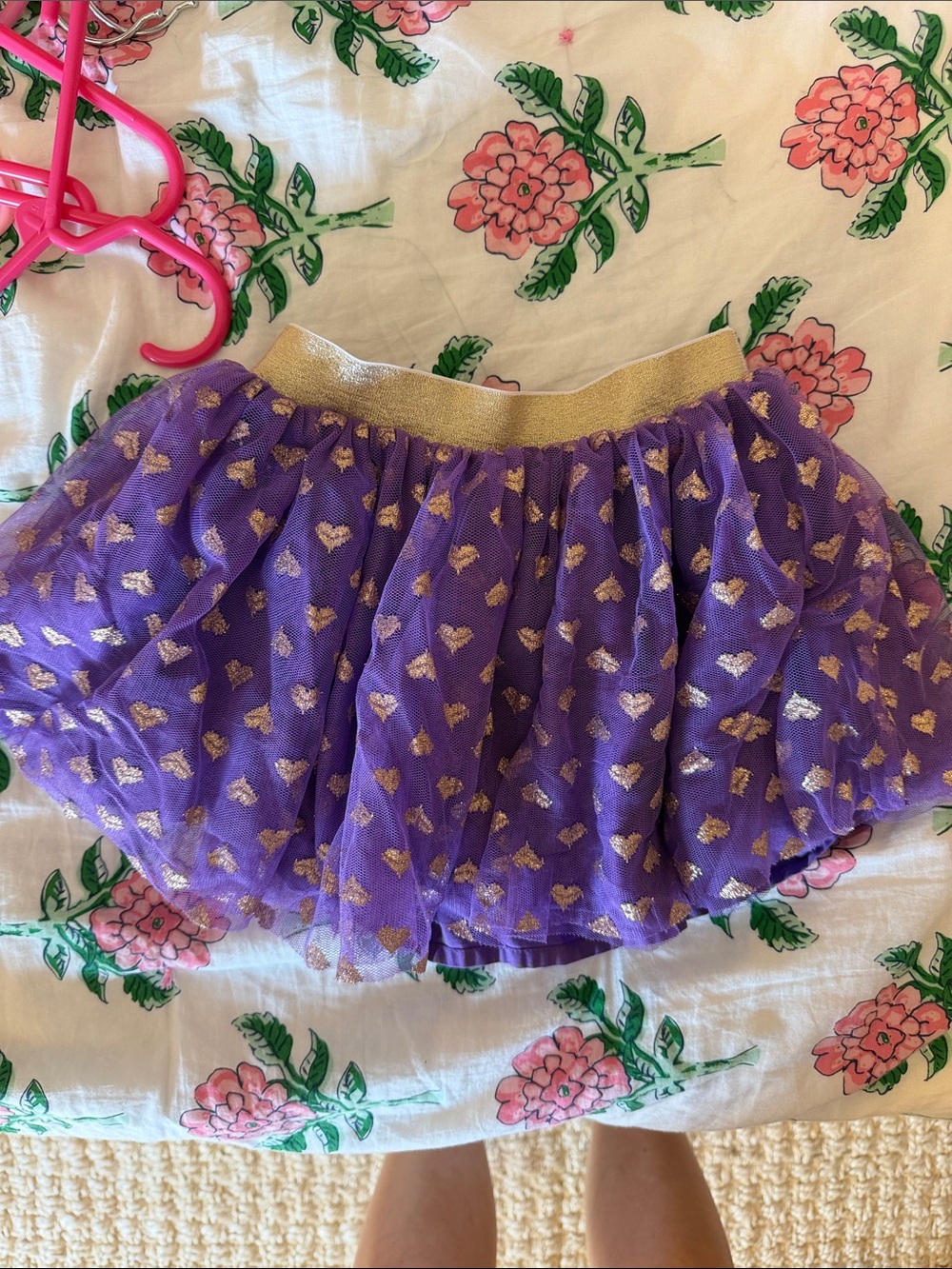 Hanna Andersson Purple Tulle Skirt with Gold Hearts